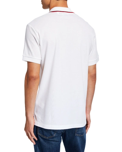 Shop Burberry Men's Polo Shirt With Icon Stripe Placket In White
