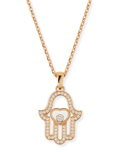 Shop Chopard 18k Rose Gold Diamond Hamsa Pendant Necklace