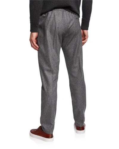 Shop Salle Privée Men's Wool Flannel Flat-front Trousers In Gray
