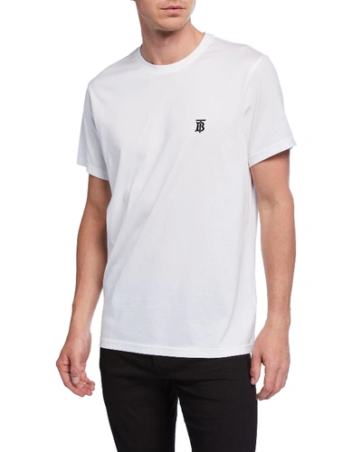 Shop Burberry Men's Parker Logo-embroidered T-shirt, White