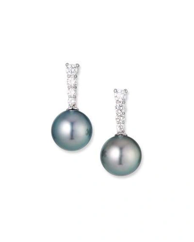Shop Belpearl 18k White Gold Graduated Diamond Pearl-drop Earrings