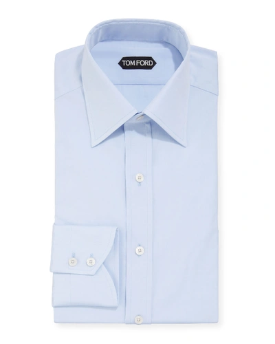 Tom Ford Spread-collar Slim-fit Cotton-poplin Shirt In Blue
