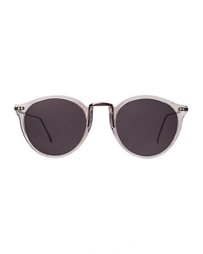 Shop Illesteva Portofino Ii Round Metal & Acetate Sunglasses In Gray