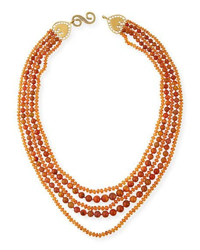 Shop Splendid Multi-strand Ethiopian Opal & Mandarin Garnet Necklace