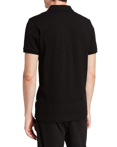 Shop Moncler Men's Matte Patch Polo Shirt In Black