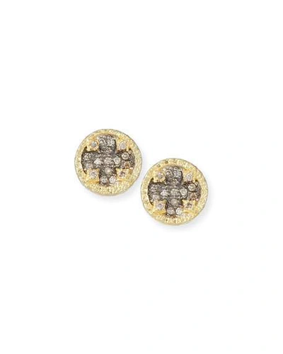 Shop Armenta Old World Diamond Pave Stud Earrings W/ 18k Gold In Yellow/black