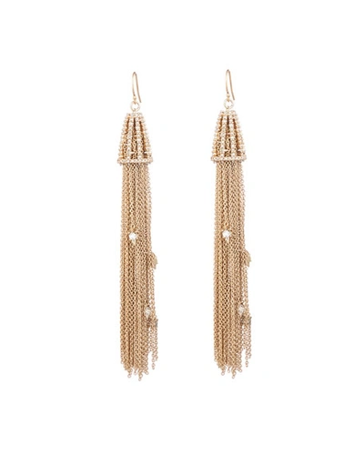 Shop Alexis Bittar Crystal Wire Tassel Earrings, Gold