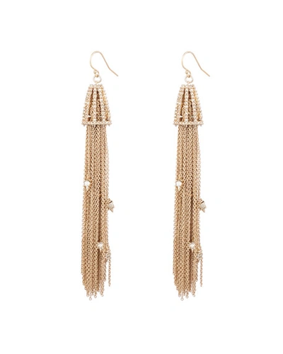 Shop Alexis Bittar Crystal Wire Tassel Earrings, Gold