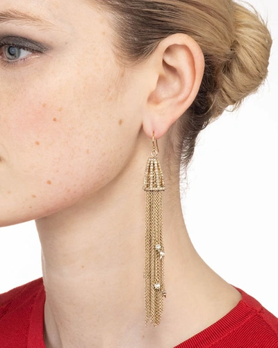 Shop Alexis Bittar Crystal Wire Tassel Earrings, Gold