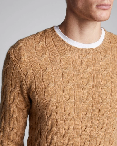 Shop Ralph Lauren Men's Cashmere Cable-knit Crewneck Sweater, Beige