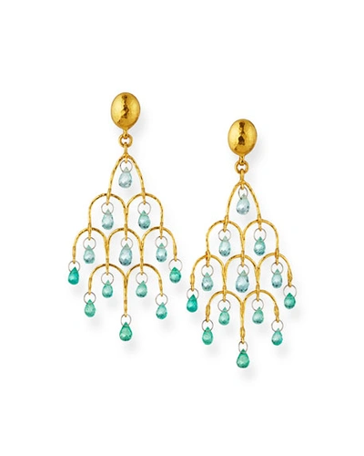 Shop Gurhan 22k Gold Delicate Dew Emerald Chandelier Earrings
