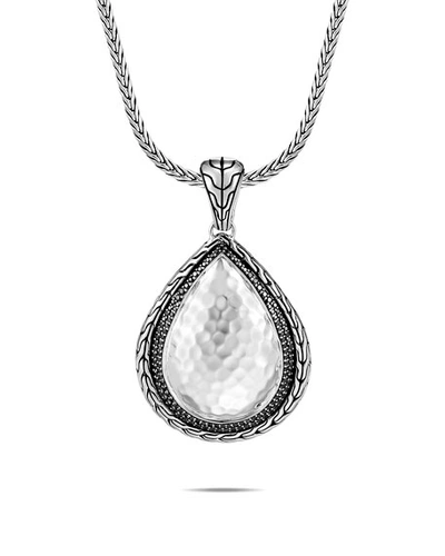 Shop John Hardy Classic Chain Hammered Black Spinel Pear Pendant In Black Sapphire