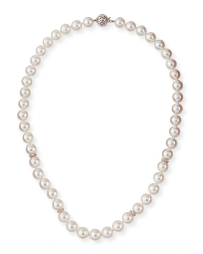 Shop Belpearl 18k White Gold Akoya Pearl-strand Necklace W/ Diamonds