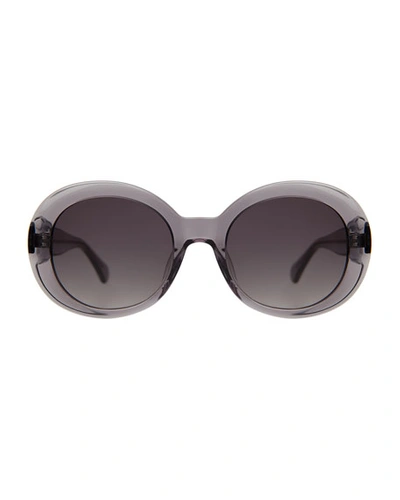 Shop Illesteva Oval Acetate Sunglasses In Gray