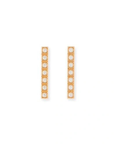 Shop Chopard 18k Rose Gold Ice Cube Full-diamond Bar Earrings