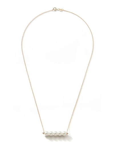 Shop Mizuki 14k Gold 5-pearl & Diamond Bar Necklace