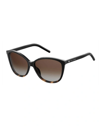 Shop Marc Jacobs Gradient Squared Cat-eye Sunglasses In Black/brown