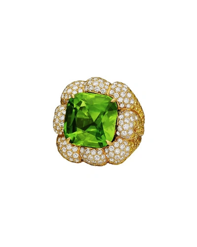 Shop Margot Mckinney Jewelry 18k Yellow Gold Peridot And Diamond Statement Ring