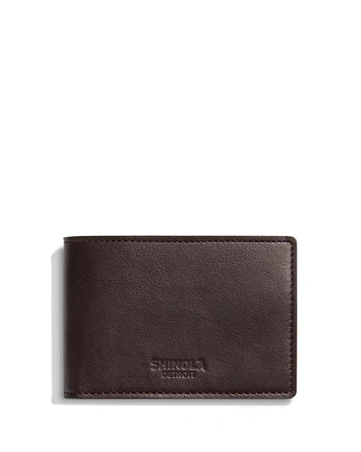 Shop Shinola Men's Super Slim Two-tone Leather Bifold Wallet In Dark Brown