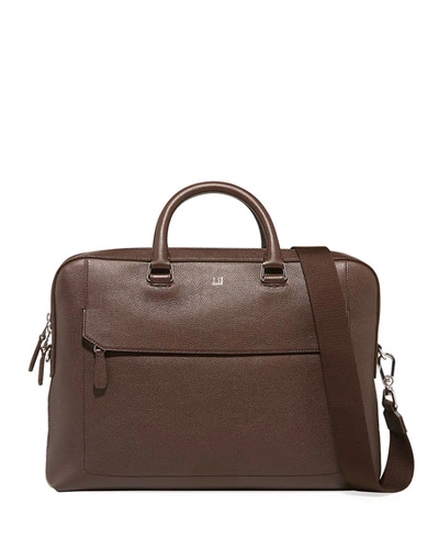 Shop Dunhill Men's Belgrave Single-document Leather Briefcase In Dark Brown