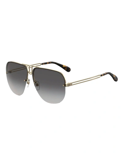 Shop Givenchy Cutout Metal Aviator Sunglasses In Gold/dark Gray