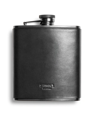 Shop Shinola Men's Leather-wrapped Stainless Steel Flask In Black