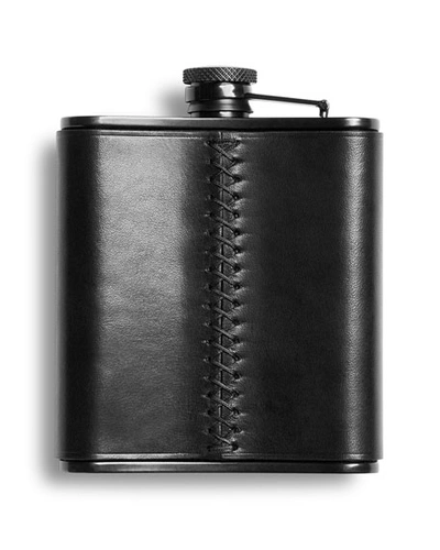 Shop Shinola Men's Leather-wrapped Stainless Steel Flask In Black