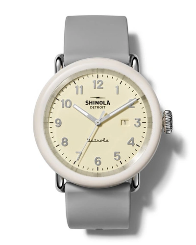 Shop Shinola Detrola The Pine Knob 43mm Silicone Watch In Gray