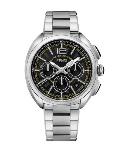 Shop Fendi Men's Momento  Stainless Steel Chronograph Watch In Gray/black