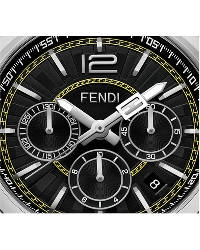 Shop Fendi Men's Momento  Stainless Steel Chronograph Watch In Gray/black