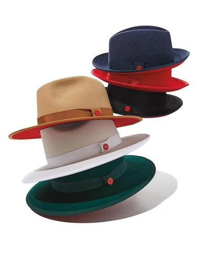Keith And James King Red-brim Wool Fedora Hat, Blue In Blue