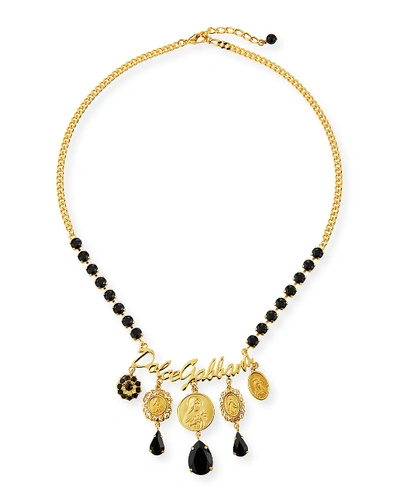 Shop Dolce & Gabbana Crazy For Sicily Charm Necklace In Black