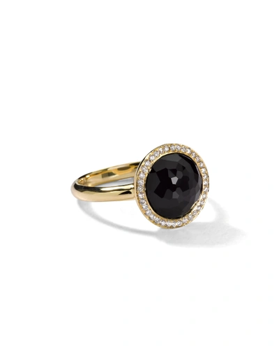 Shop Ippolita Small Ring In 18k Gold With Diamonds In Onyx