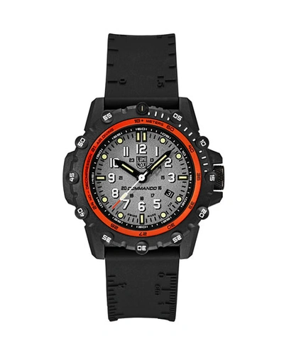 Shop Luminox Men's 44mm Commando 3300 Series Watch With Rubber Strap In Gray/white
