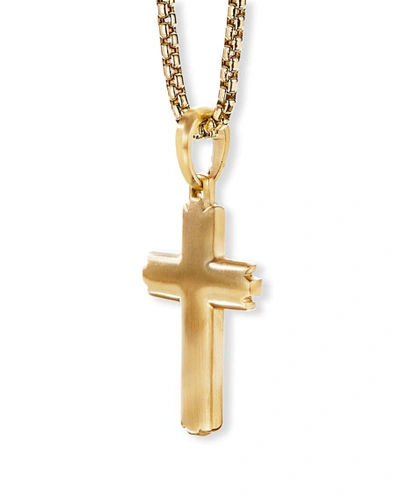 Shop David Yurman Men's Deco Cross Pendant In 18k Gold, 34mm
