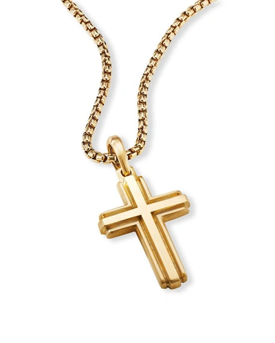 Shop David Yurman Men's Deco Cross Pendant In 18k Gold, 34mm