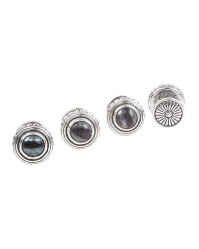 Shop Konstantino 18k White Gold-plated Ferrite Stud Set In Silver
