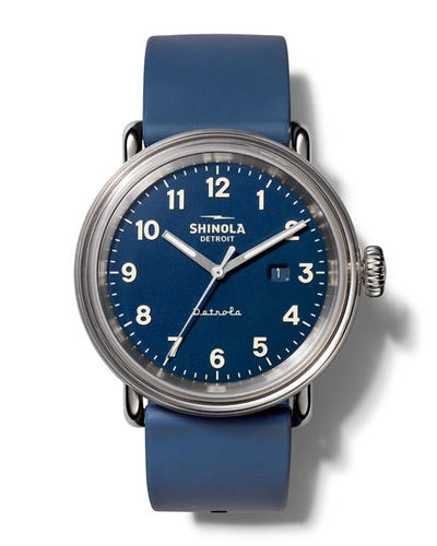 Shop Shinola Detrola The Daily Wear 43mm Silicone Watch In Navy