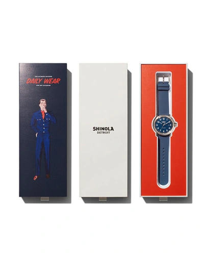 Shop Shinola Detrola The Daily Wear 43mm Silicone Watch In Navy