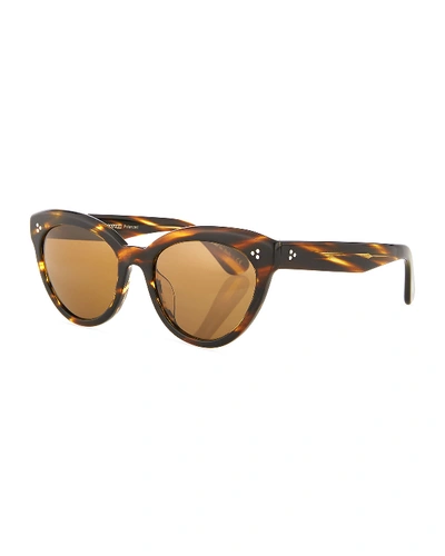 Shop Oliver Peoples Roella Cellulose Acetate Cat-eye Sunglasses In Brown Pattern