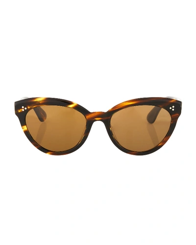 Shop Oliver Peoples Roella Cellulose Acetate Cat-eye Sunglasses In Brown Pattern