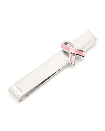 Shop Cufflinks, Inc Pink Ribbon Tie Bar In Silver