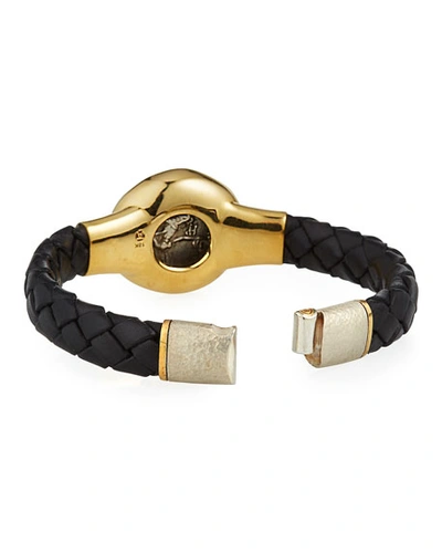 Shop Jorge Adeler Men's Ancient Alexander The Great Coin Braided Leather Bracelet In Gold