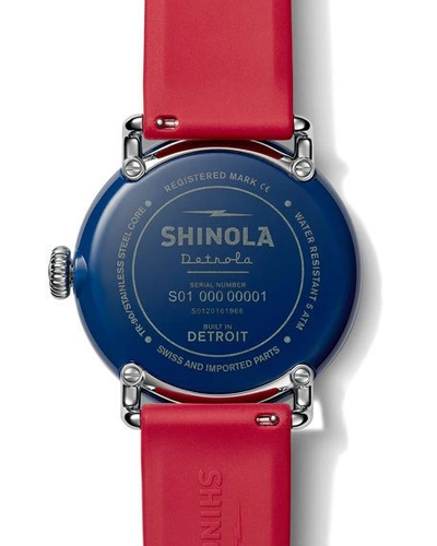 Shop Shinola Detrola The Ace 43mm Silicone Watch In Red/blue