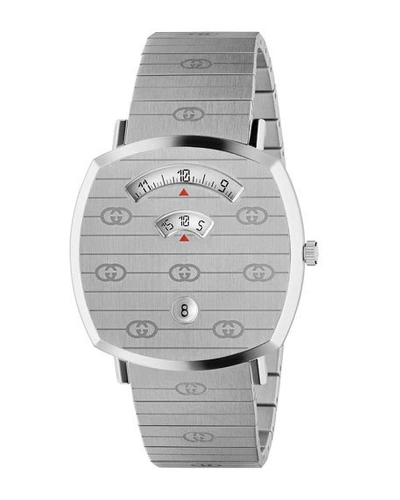 Shop Gucci Men's  Grip Square 3-window Interlocking G Bracelet Watch In Silver