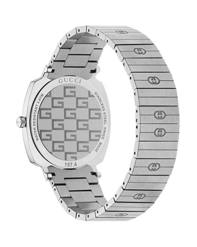 Shop Gucci Men's  Grip Square 3-window Interlocking G Bracelet Watch In Silver