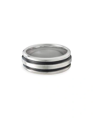 Shop David Yurman Men's Deco Band Ring In Silver