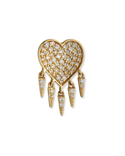 Shop Sydney Evan 14k Diamond Heart & Fringe Stud Earring, Single In Gold