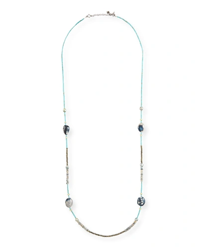 Shop Armenta Old World Long Mixed-stone & Pearl Necklace, 40"l In Gold