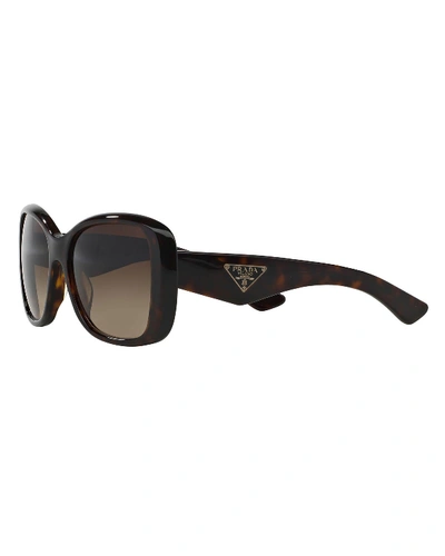 Shop Prada Heritage Logo Square Sunglasses In Brown Dark